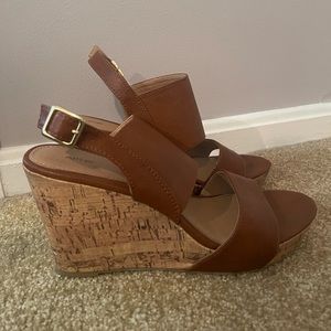Brown Leather Wedge Heels
